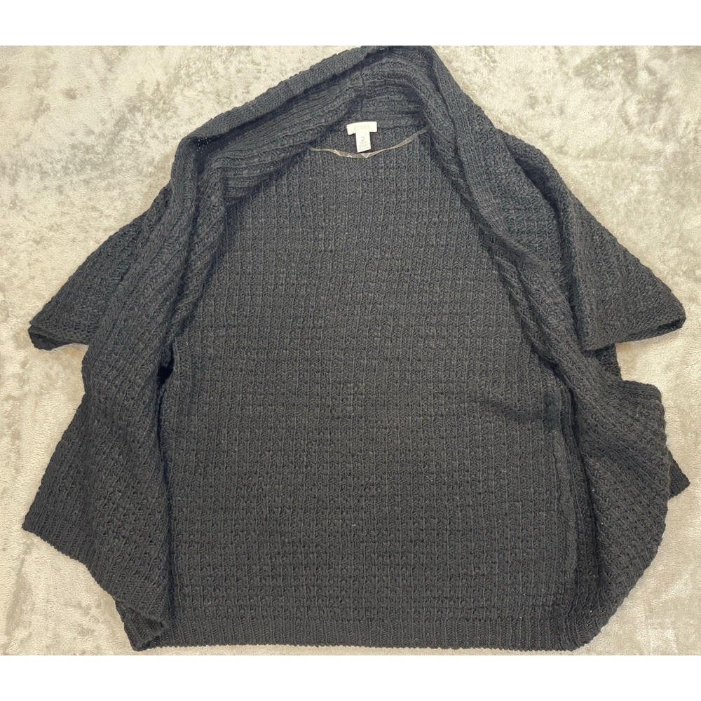 Chicos Cardigan Sweater Womens 2 Black Open Front Wool Blend Indie Sleaze Goblin - Picture 3 of 11